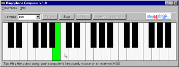 Screenshot of Ringophone.com ringtones composer